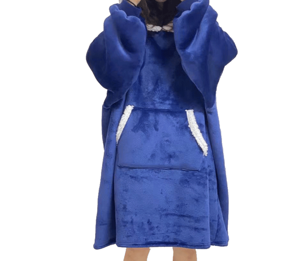 Oversized hættetrøje tæppe, bærbart tæppe hættetrøje-FF- blue