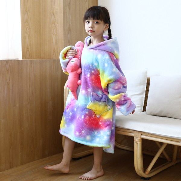 Luvtröja för barn varmhållningsfilt barntröja kalltålig pyjamasfilt för vintern Ljusgul One Size