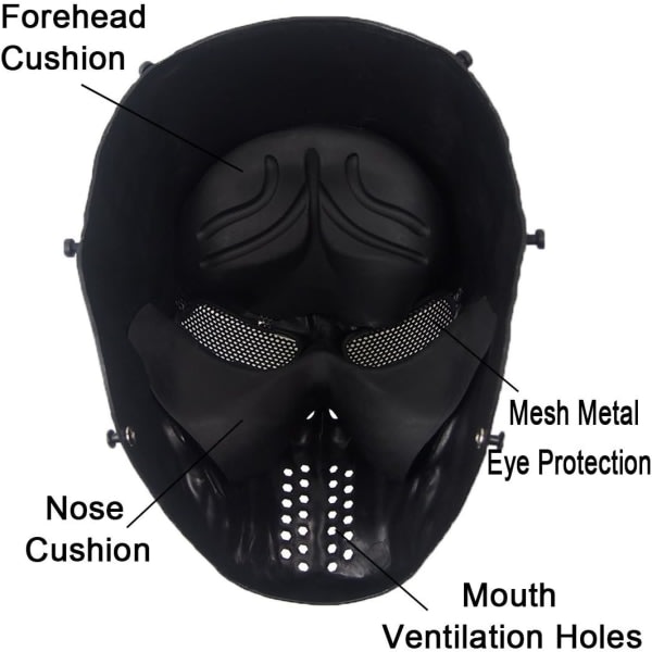Rinling Airsoft Mask, Skull Full Mask Army Fans Supplies M06 Tactical Mask Halloween Airsoft CS Game Cosplay ja Party