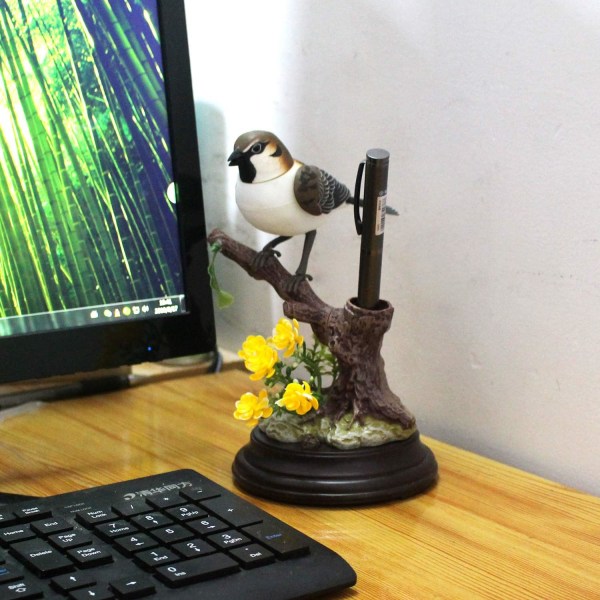 Söta elektroniska husdjur simulering sparv fågel kan flytta pennhållare