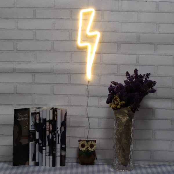 Neonskilt Lightning Bolt Batteridrevet og Usb-drevet Varm