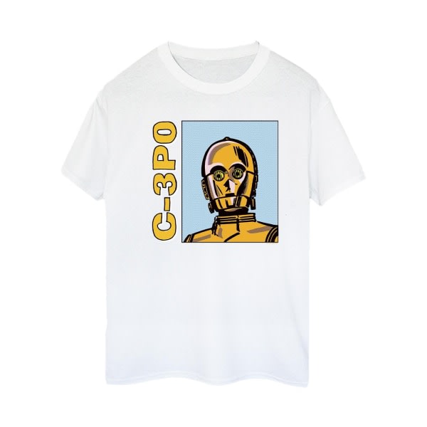 Star Wars Ladies/Ladies C3PO Line Art Kæreste T-Shirt Bomuld Hvid S
