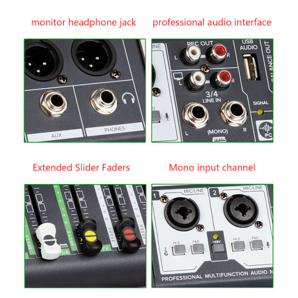 Professionel lydmixer Lydmixerkonsol Bluetooth-kompatibel mixer God følsomhed Mini Audio DJ Mixer Board