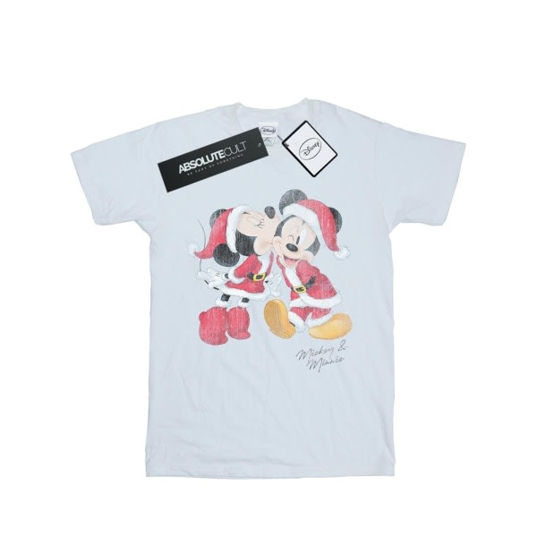 Disney Girls Mickey And Minnie Christmas Kiss Bomuld T-shirt 7- Hvid 7-8 år