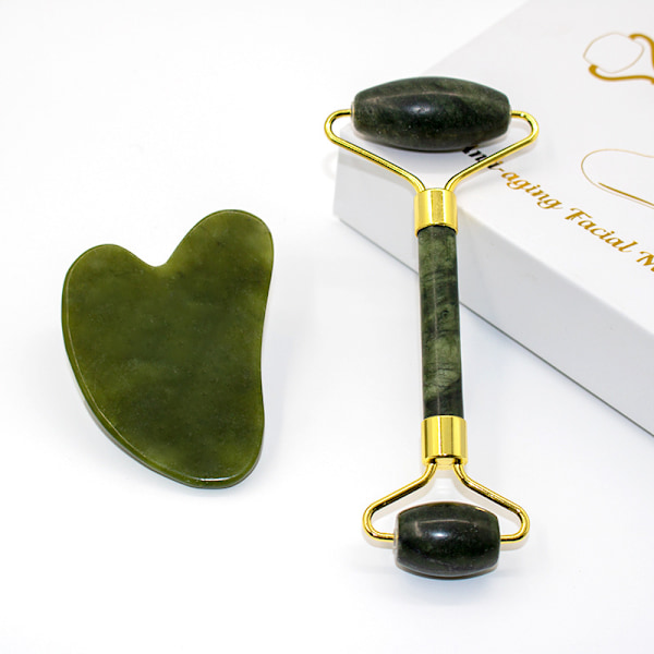 Jade Roller og Gua Sha Set Ansiktsrulle og Gua Sha Ansiktsverktøy