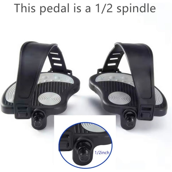 Motionscykelpedaler med remmar for spinning og stationære inomhuscyklar, parpaket