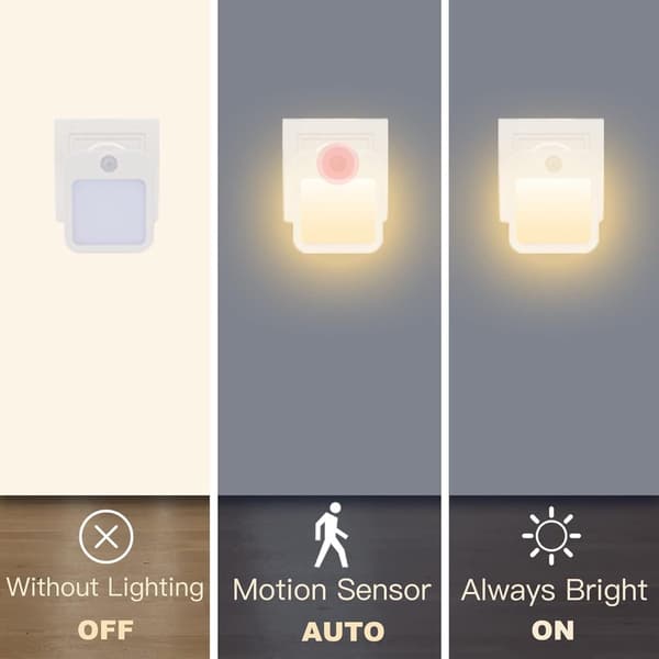 Plug-in Natlampe 2-pak med Bevægelsessensor LED Dæmpbart Varmt Lys til Gang
