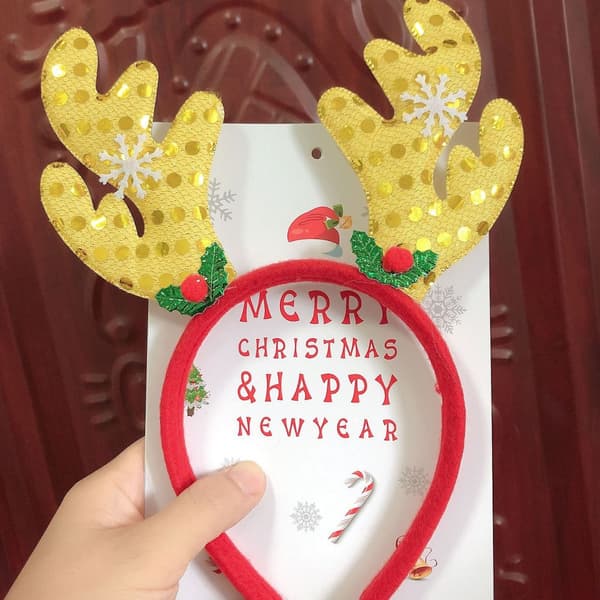 Julglasögonbågar Festlig Tomtestil Kostymtillbehör Golden headband
