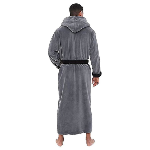 Herr Vinter Varm Hettelue Kappe Badekåpe Håndkle Lang Morgenkåpe Grå Svart Grey Black 4XL