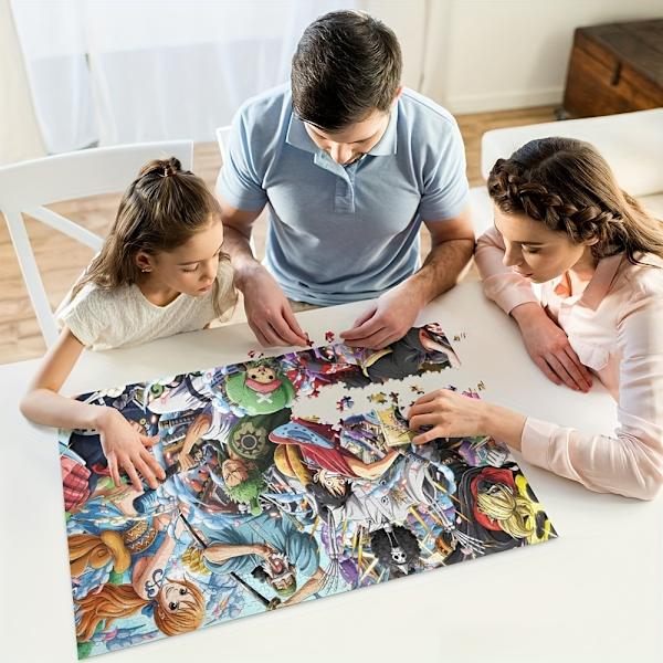 Flygplanspussel 1000 bitar Vuxen One Piece Anime Dekompressionsleksak Gåva Barn Tecknat Mönster Papperspussel