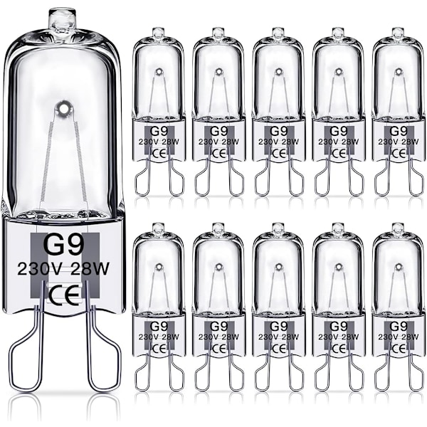 G9 halogeenivalaisimet 28W, 230V, 10-pakkaus 28W