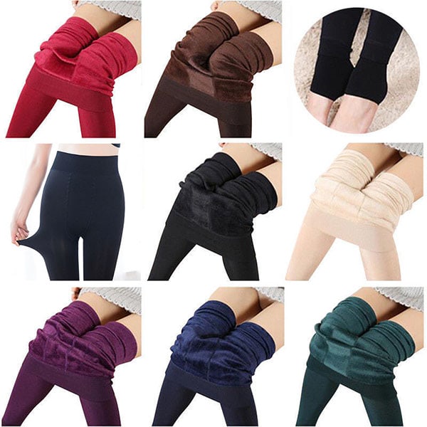 Dames Varm Fleece Vinter Stretchy Leggings - Fodret med Fleece - Slim Thermal Bukser - Cropped c cropped