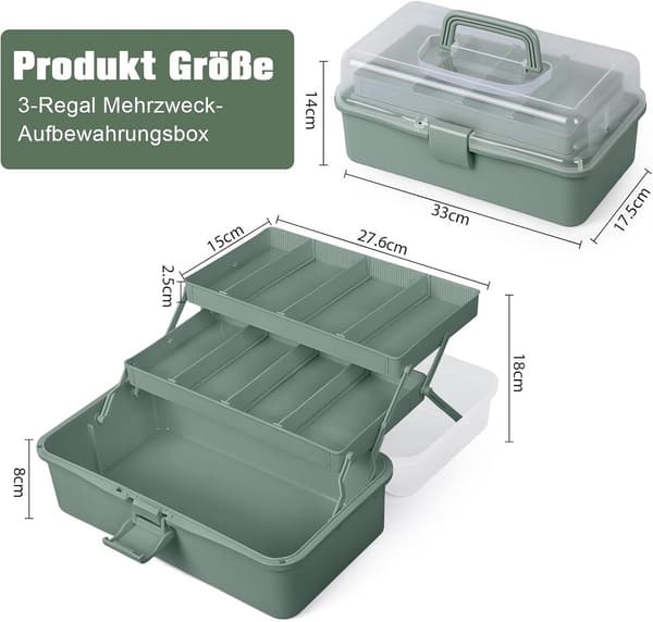 Multifunksjonell oppbevaringsboks med 3 hyller Justerbare rom 33 cm Organizer