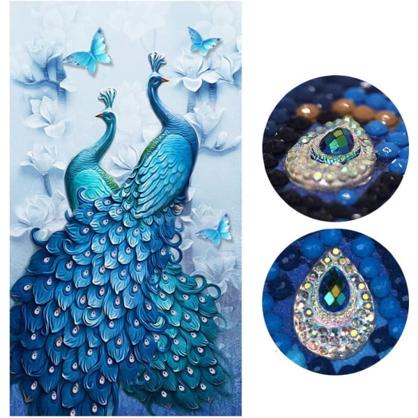5D Diamond Painting Kit, DIY Peacock Pattern, handgjort lim