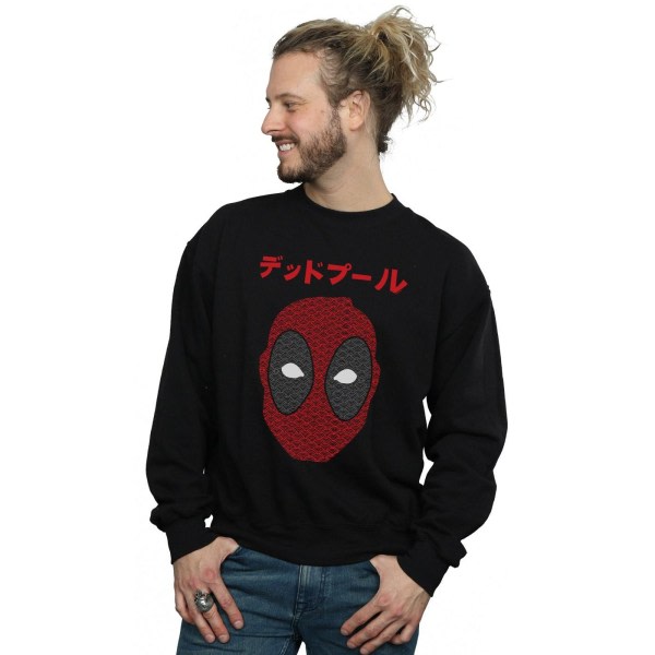Marvel Mens Deadpool Japansk Seigaiha Head Sweatshirt XL Svart XL