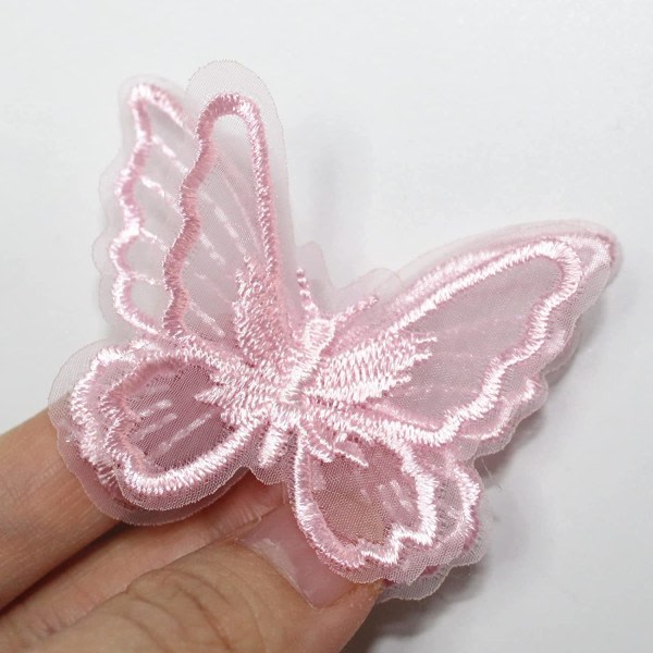 20 kpl Butterfly Sew Patch -ompelu DIY (vaaleanpunainen, 2,36 x 1,96 tuumaa)