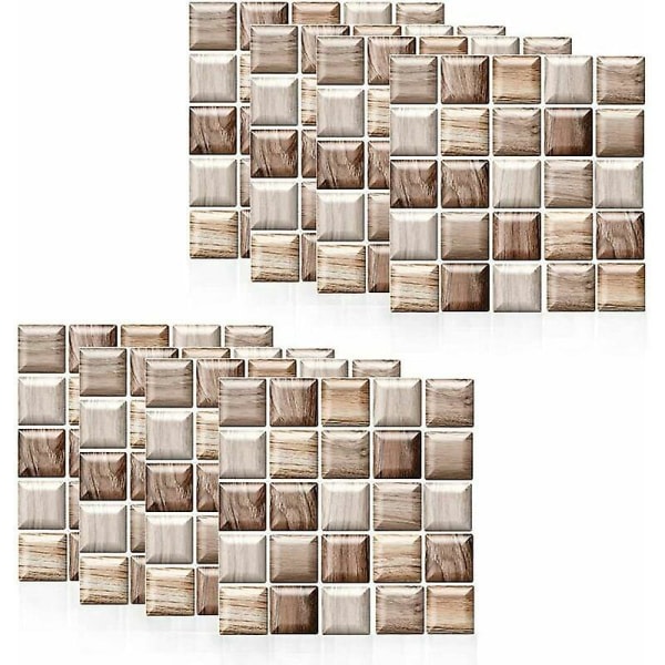 8 kpl 3D-seinäpaneeleja sisäseinien sisustamiseen, neliönmuotoinen Backsplash keittiöön, koristemosaiikkiseinälaatat, itseliimautuva PVC-taustakuva, 12" X 1