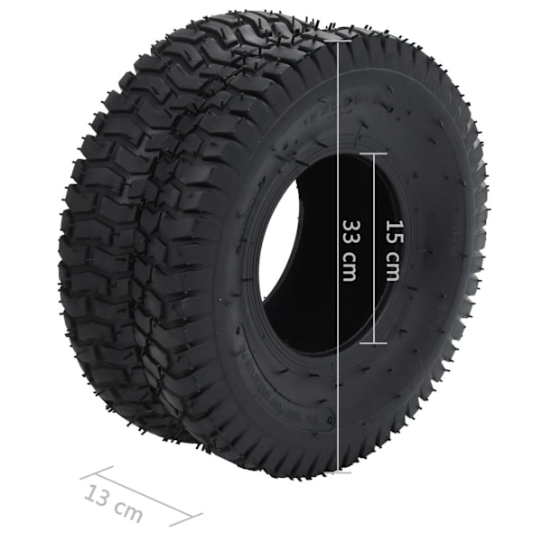 vidaXL Dæk og inderslange til sækkevogn 4 stk. 15x6.00-6 4PR gummi Black Svart