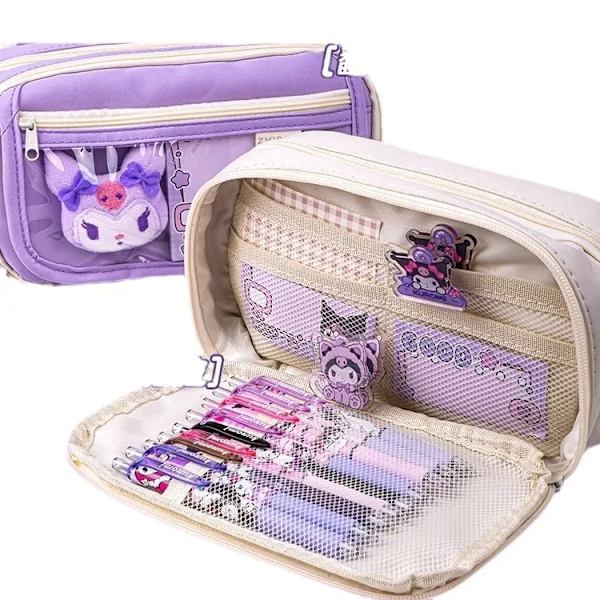Sanrio Kuromi Sød Stor Kapacitet Blyantsæske Til Piger Smukke Lynlåse Pen Kawaii Børns Taske Kvinders Skolemad kuromi pencil bag