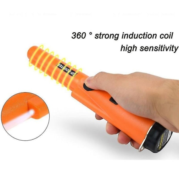Håndholder metaldetektor 360 sidedetektering med LED præcisionsmetalldetektorskanner orange