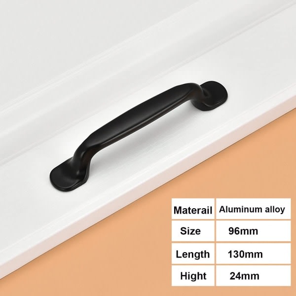 Moderna minimalistiska låddörrar och fönsterhandtag Skjutdörrsskåpshandtag (2 delar svart)