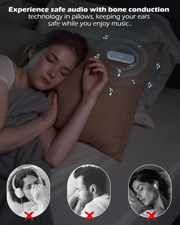 Under pude Bluetooth-højttaler knogleledning hvid støj white