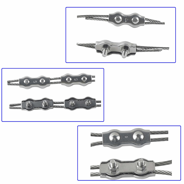 M4 Duplex Clips Buntband 304 Duplex Line Clips i rustfritt stål