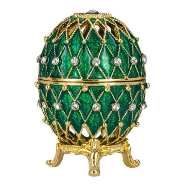 danila-souvenirs Skulpturert Fabergé-egg - smykkeskrin 7,5 cm, grønn