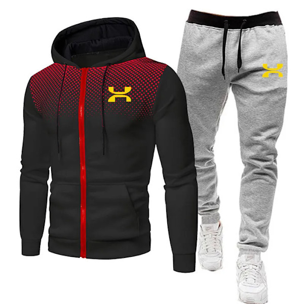 2023 Mode Træningsdragt til Mænd Hoodie Fitness Træningstøj Mænd Løbesæt Sportstøj Jogger Herre Træningsdragt Vinterdragt Sport sort grå en Y black gray an Y S