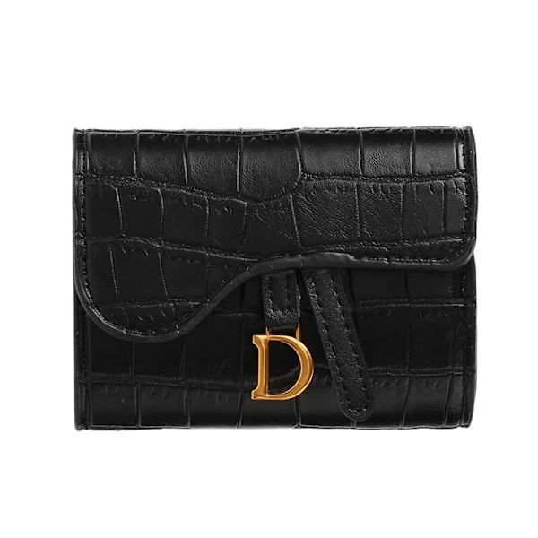 Dame Lykkekort Holder Kort Lommebok Mini PU Brev Lommebok Multi Liten Multi Clutch Veske Black1