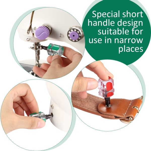 Minikort skruvmejsel verktygssats för symaskin inklusive platta tips för gör-det-själv-reparationer, 2 st med förvaringsväska