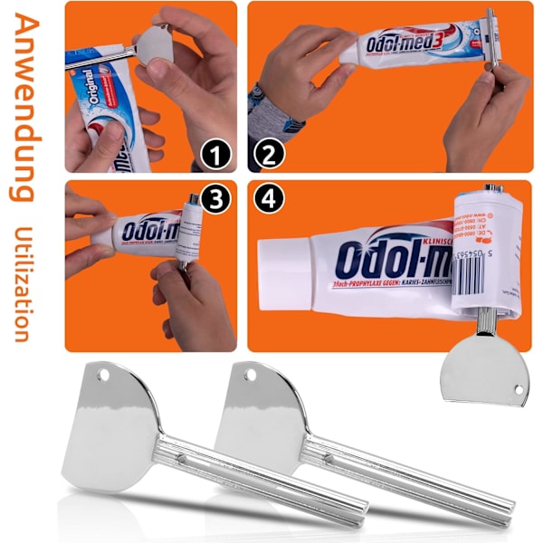 2 st tubklämmor, tubpress för tandkräm, färgtuber, krämer, senap, tubvridare, klämma för badrum och kök, rostfri aluminiumlegering