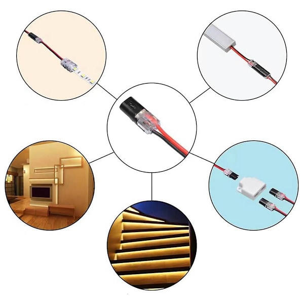 50 stk. Dobbelttråds plug-in-stik, pluggbar 2-polet 2-vejs LED-ledningsforbindelser, med låsespænde faste trådforbindelser (FMY)