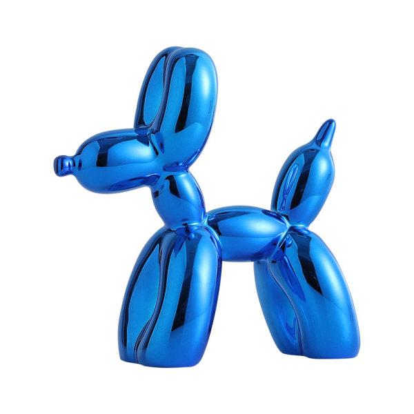Skinnende galvanisering (blå, 9,5 cm) ballonghundstatue