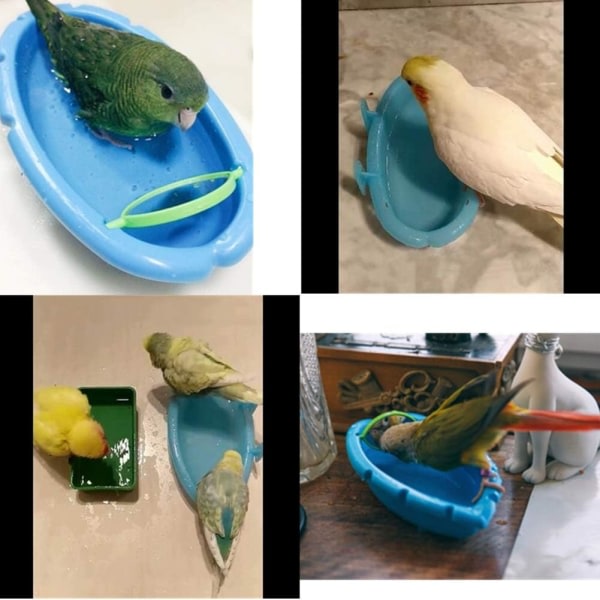Wontee fågelbadkar med spegel Bärbar papegoja hängande baderomsbadkar for småfåglar Rengöringstillbehör