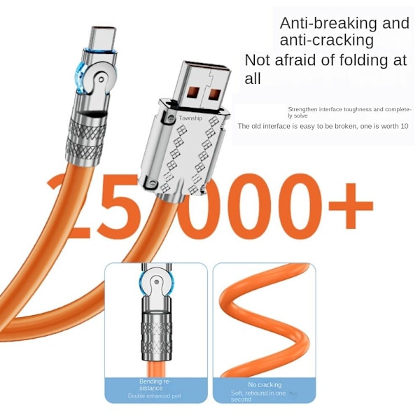 Type-C Latauskaapeli Puhelinlatauskaapeli ORANSSI 1 M 1 M Oranss Orange 1 m-1 m