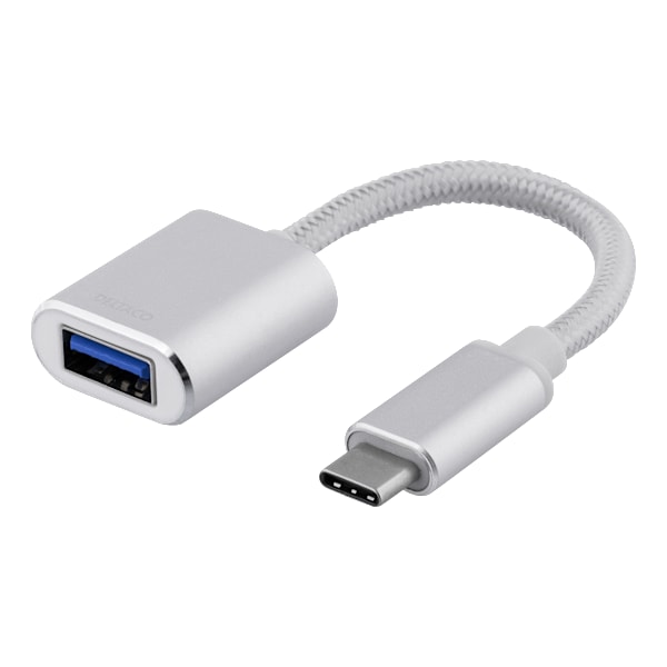 USB-C 3.1 Gen 1 til USB-A OTG adapter, alu, hvid pose, sølv