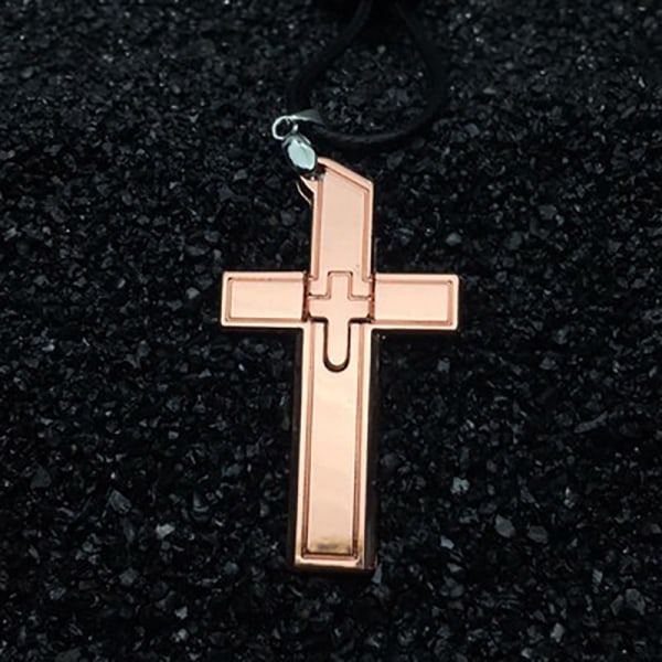 Mini nyckelring hängande kors halsbånd Rose guld
