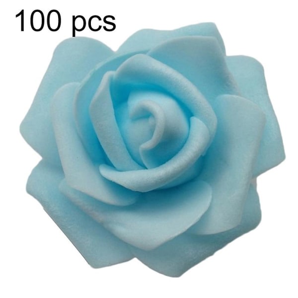 25/50/100 kpl Keinotekoinen Pe Foam Rose Flowers Head Tee-se-itse häät kodin sisustus taivaansininen 100 kpl
