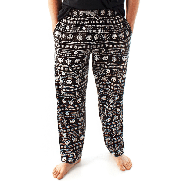 Nightmare Before Christmas Miesten Jack Skellington Pyjamahousut Musta/Valkoinen XL