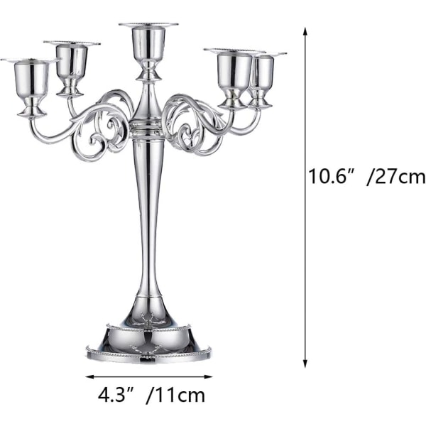 Silver Kandelaber Hållare 5 Arm 27cm Tall Taper Candles