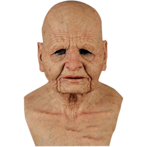 Halloween latexmask - gammal man dekor realistisk ansiktsmask för mänsklig rynka-XF1- Old Man-a