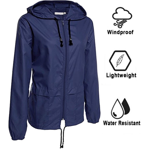 Lättvikts regnjacka Vattentät vikbar vindjacka med ventilerande huva marinblå XL