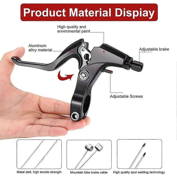 Complete Mountain Bike Set, V-Brake + Outer Cable + Handlebar + Front and Rear Bicycle Brake Accessories-FF-