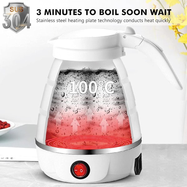 Foldbar vannkoker 0,6L reisekoker i silikon Foldbar