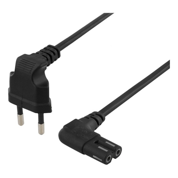 DELTACO Ojordad Apparatkabel, 3m, CEE 7/16 - IEC 60320 C7, Svart 150