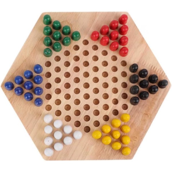 Kinesiska dam brädspel Traditionellt trä Hexagon bord Str