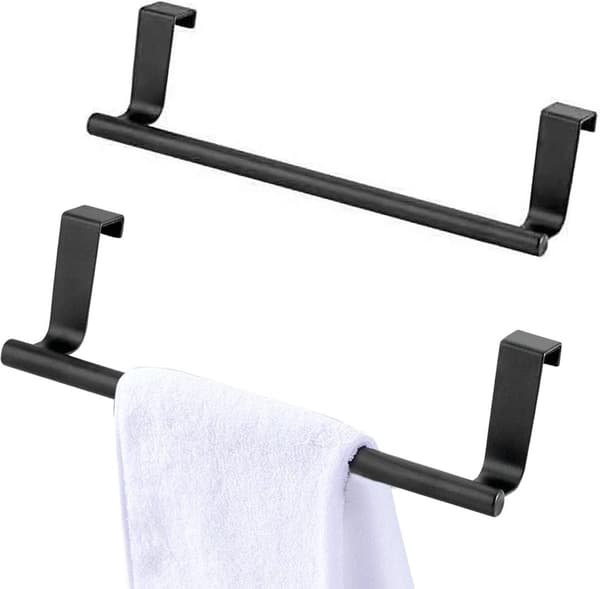 Køkkenhåndklædeholder Dørhænger 2 Stykker Rustfrit Stål 23,5 cm Sort Black 2PCS
