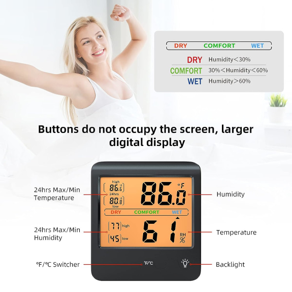 Digital Hygrometer inomhustermometer och Hygrometerdisplay