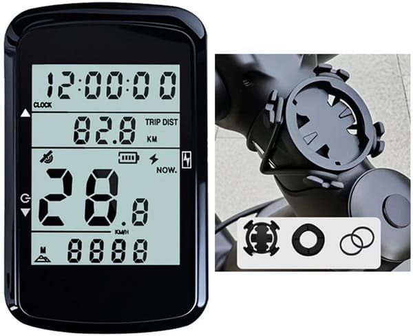 Sykkelcomputer speedometer trådløs GPS kilometerteller 2,4 tommer med LED-belysning